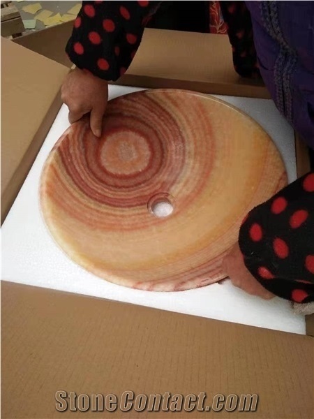 Orange Shell Onyx Polished Cheap Sinks & Bowls