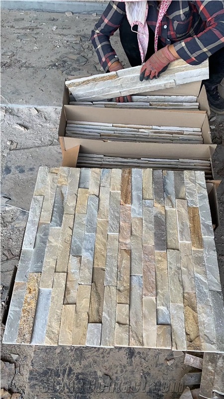 Pure White Quartz Stone Chiseled Wall  Stacked Stone Veneer