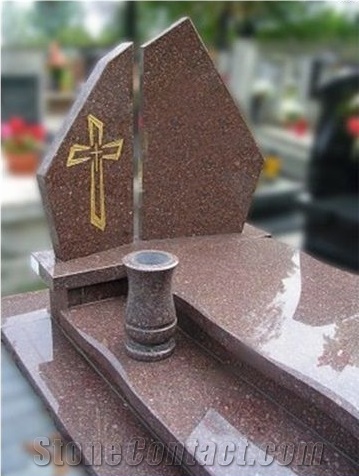 Red Granite Single Tombstone, Granite Monument & Tombstone