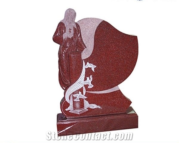 Red Granite Single Tombstone, Granite Monument & Tombstone