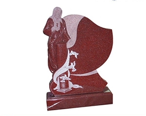 Red Granite Single Tombstone, Granite Monument & Tombstone