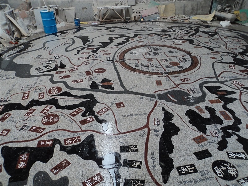 Round Modern Mixed Marble Waterjet Medallion