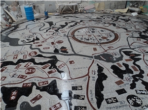 Round Modern Mixed Marble Waterjet Medallion