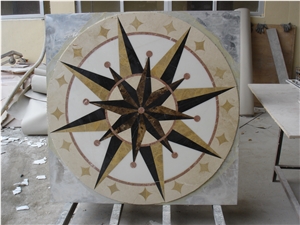 Round Modern Mixed Marble Waterjet Medallion