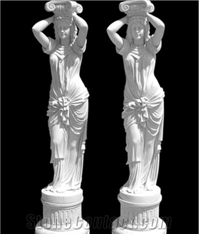 Royal Carving Sculptured Roman Beige Marble Columns