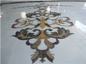 Square Flower Pattern Marble Floor Carpet Medallions