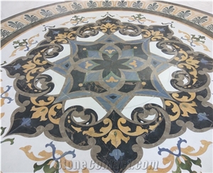 Square Flower Pattern Marble Floor Carpet Medallions