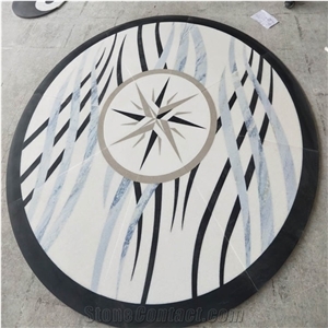 Square Flower Pattern Marble Floor Carpet Medallions