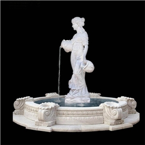 White Marble Sculptured Fountain & Waterfall