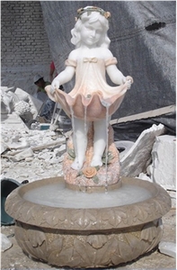 White Marble With Grey Veins Water Flow Fountains