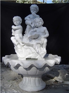 White Marble With Grey Veins Water Flow Fountains