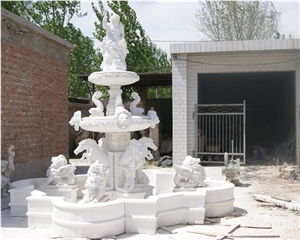 White Marble With Grey Veins Water Flow Fountains