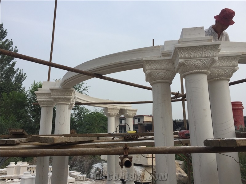 Yellow Limestone Helical Shaped Carving Roman Columns