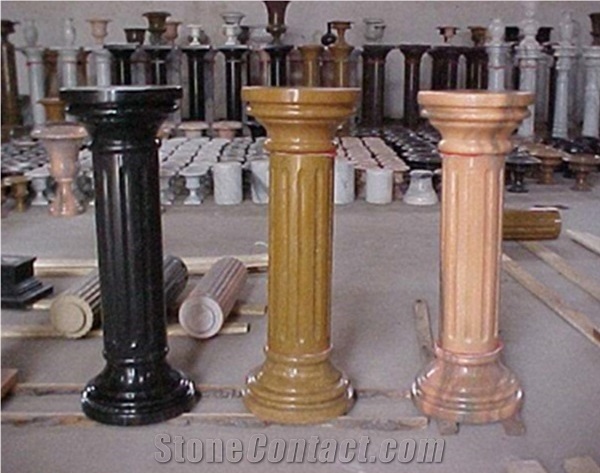 Yellow Limestone Helical Shaped Carving Roman Columns