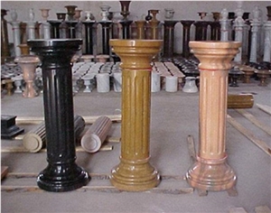 Yellow Limestone Helical Shaped Carving Roman Columns
