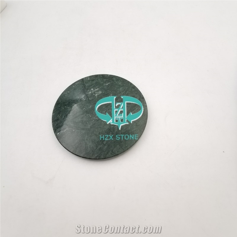 Dark Green Marble Stone Drink Coaster
