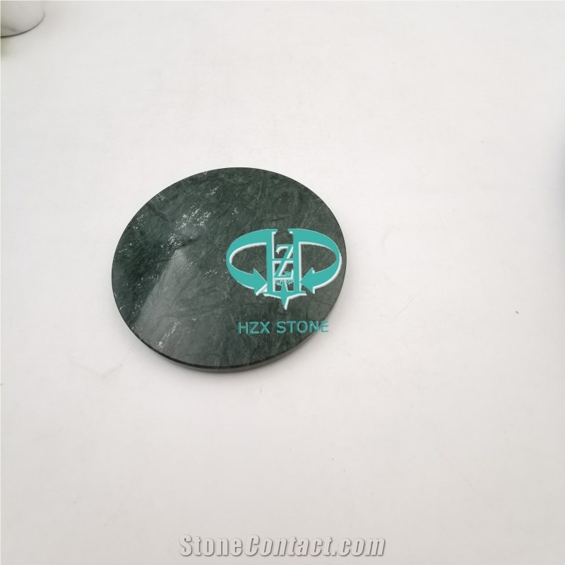 Dark Green Marble Stone Drink Coaster