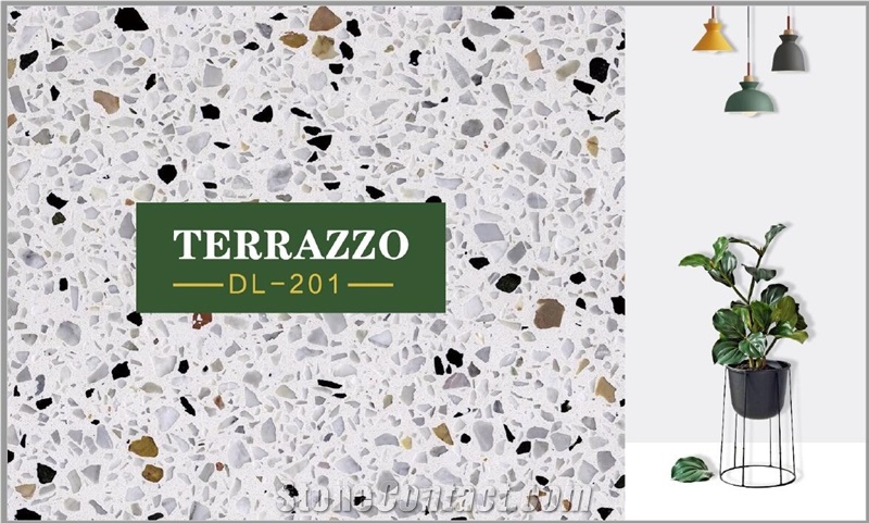 Mulitcolor White  Beige Terrazzo Stone Floor Wall