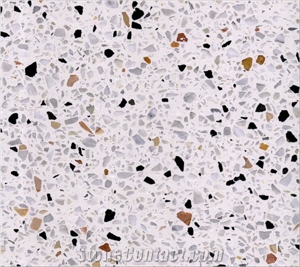 Mulitcolor White  Beige Terrazzo Stone Floor Wall