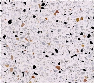 Mulitcolor White  Beige Terrazzo Stone Floor Wall