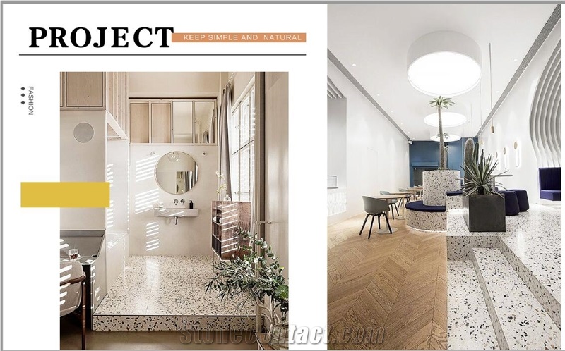 Mulitcolor White  Beige Terrazzo Stone Floor Wall