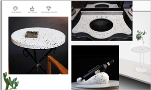 Mulitcolor White  Beige Terrazzo Stone Floor Wall