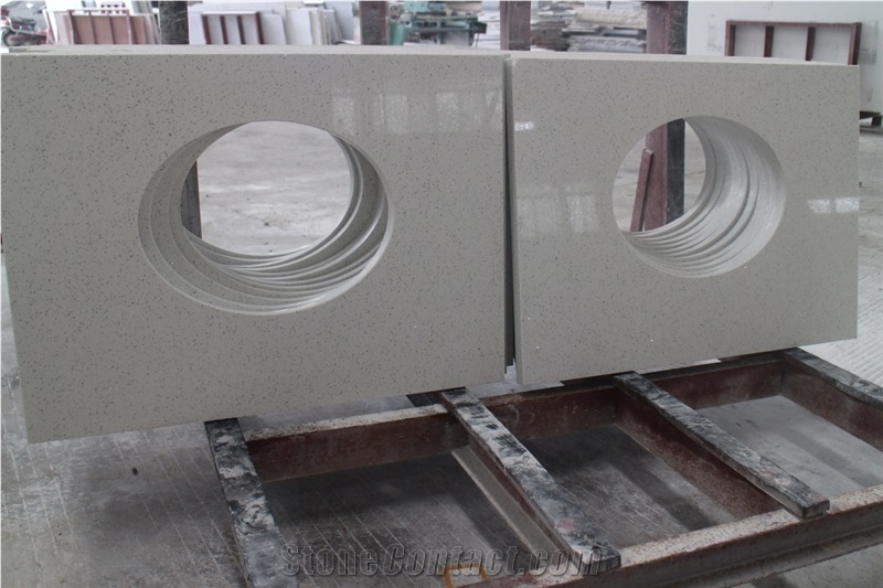 Prefab White Quartz Vanity Top With Sink