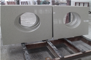 Prefab White Quartz Vanity Top With Sink