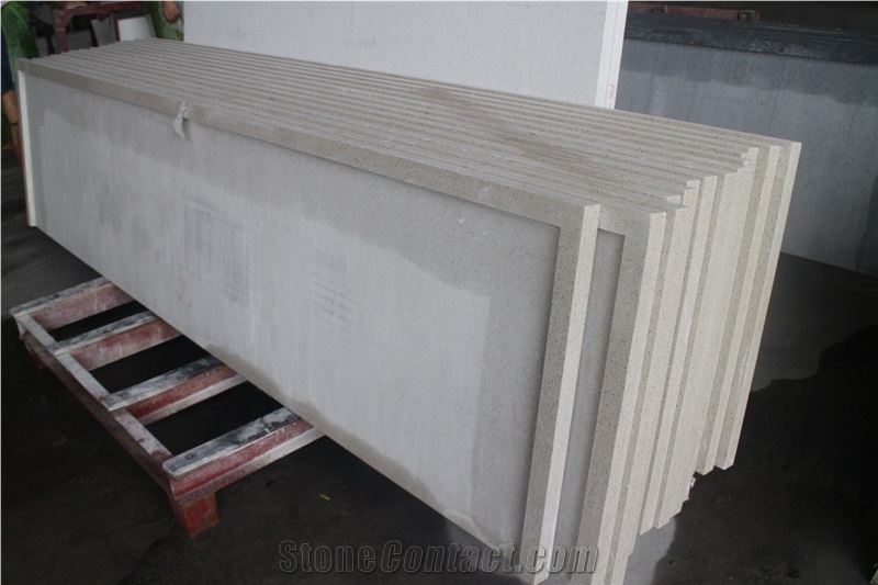 Prefab White Quartz Vanity Top With Sink