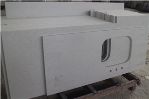 Prefab White Quartz Vanity Top With Sink
