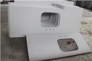Prefab White Quartz Vanity Top With Sink