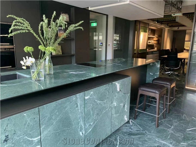 China Green Marble Slab For Reception Room Decoration