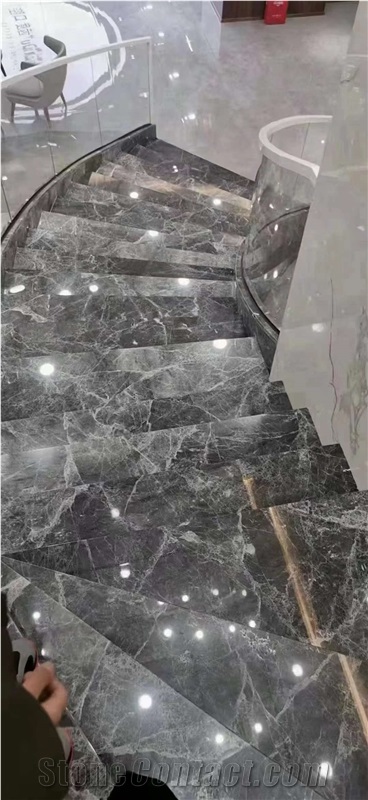 Hermes Grey Marble Interior Stairs Steps Treads And Risers