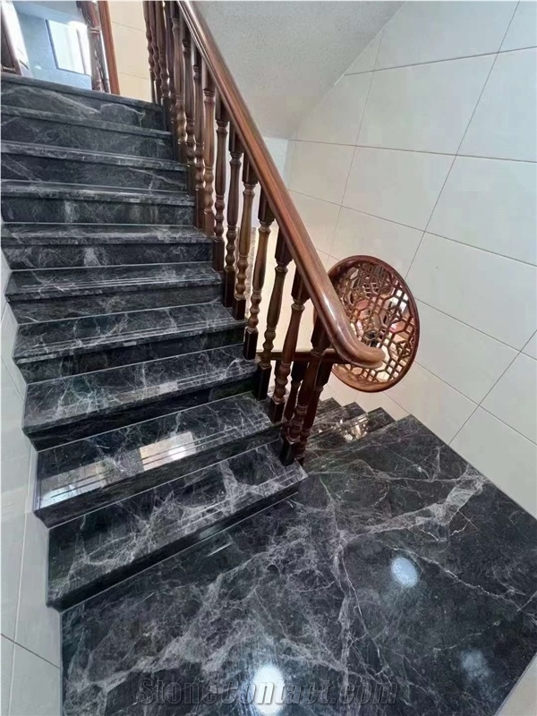 Hermes Grey Marble Interior Stairs Steps Treads And Risers