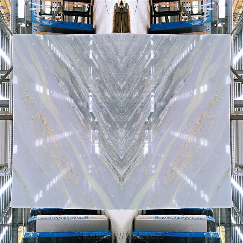 Luxury Blue Crystal Marble Bookmated Design For Wall