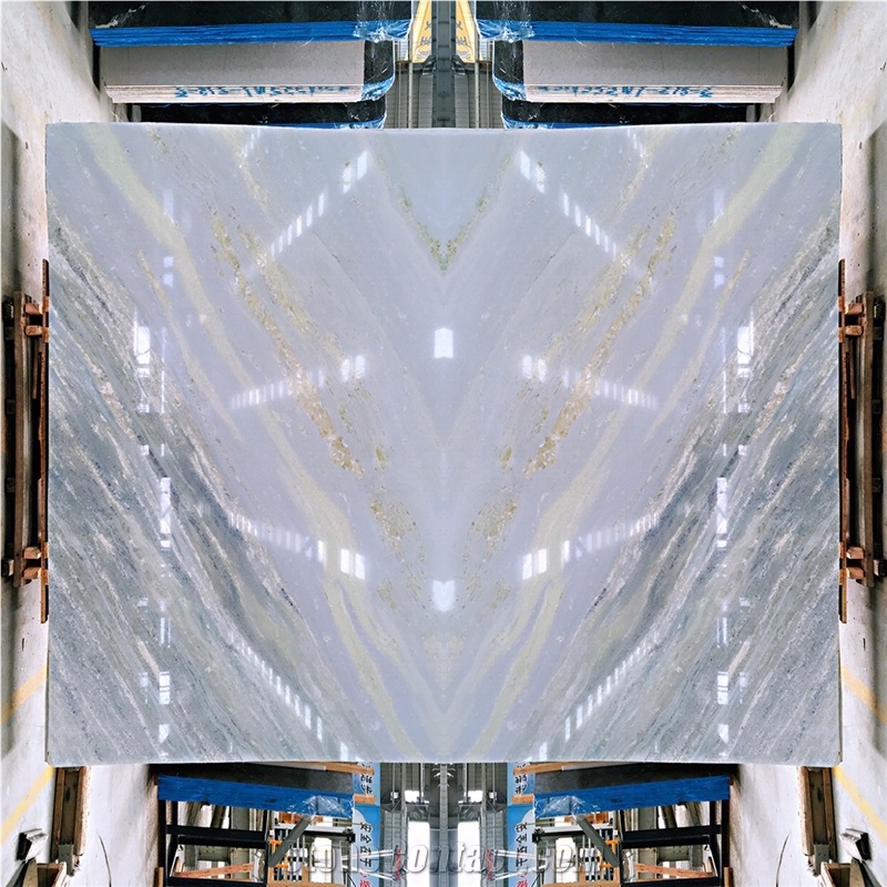 Luxury Blue Crystal Marble Bookmated Design For Wall