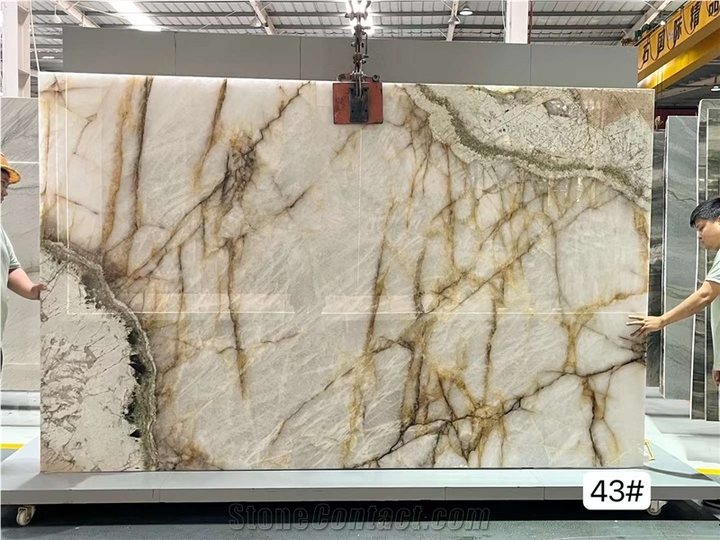 Luxury Natural Patagonia Quartzite Slabs Super Big Crystal