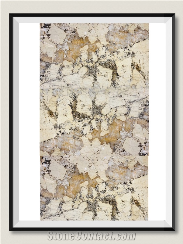 Patagonia Exotic Backlit Gold Quartzite Feature Wall Slabs