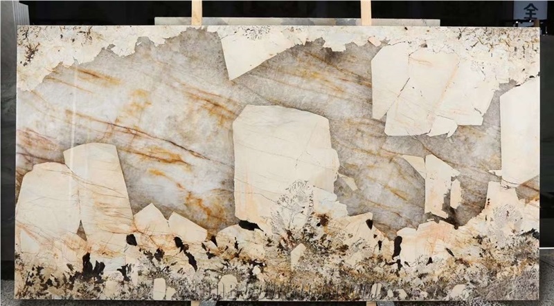 Patagonia Exotic Transmitting Gold Brown Quartzite Slab Tile
