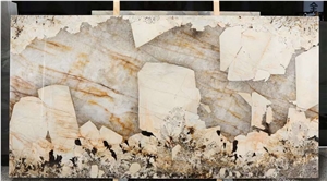 Patagonia Exotic Transmitting Gold Brown Quartzite Slab Tile