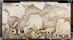 Patagonia Exotic Transmitting Gold Brown Quartzite Slab Tile