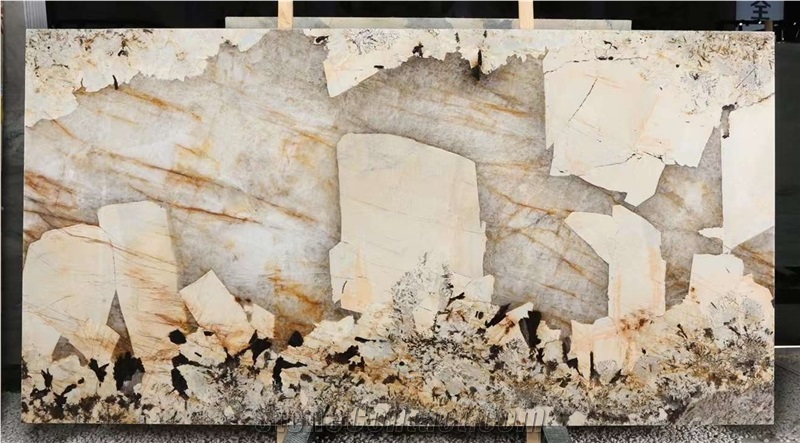 Patagonia Exotic Transmitting Gold Brown Quartzite Slab Tile