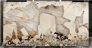 Patagonia Exotic Transmitting Gold Brown Quartzite Slab Tile