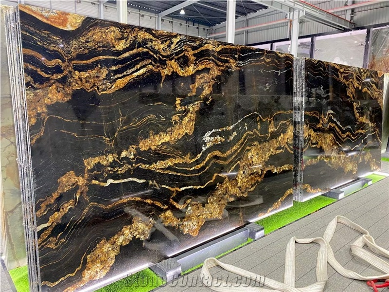 Titanium Cosmic Black Cosmic Gold Royal Gold Granite Slabs