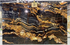 Titanium Cosmic Black Cosmic Gold Royal Gold Granite Slabs