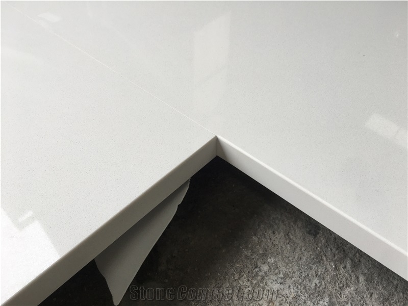 Pure White Artificial Quartz Countertops Kitchen Bench Tops