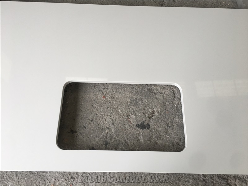 Pure White Artificial Quartz Countertops Kitchen Bench Tops