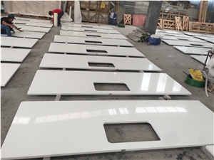 Pure White Artificial Quartz Countertops Kitchen Bench Tops