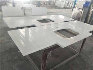 Pure White Artificial Quartz Stone  Kitchen Counter Tops