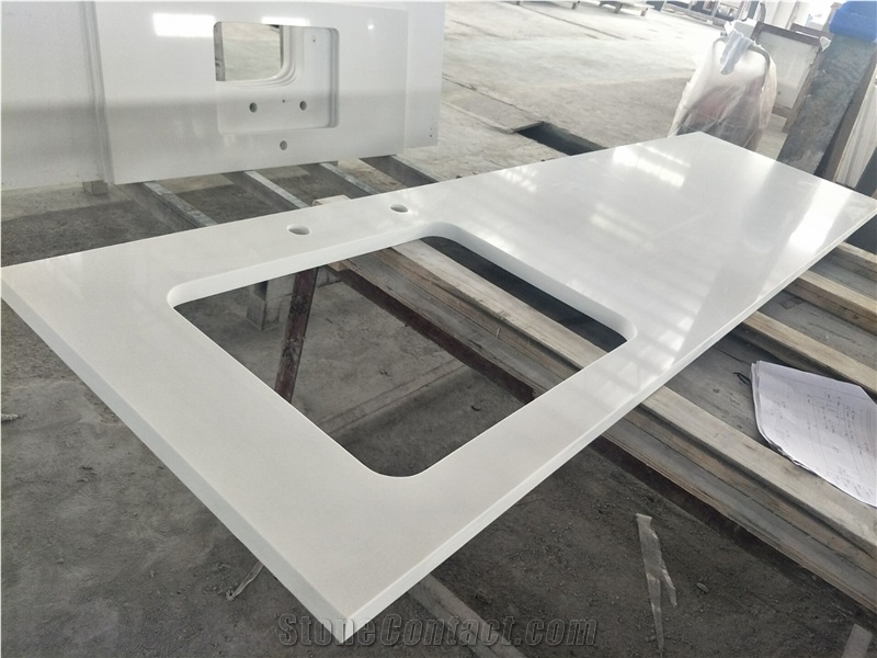 Wholesale Pure White Artificial Quartz Countertop Bench Tops